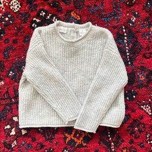 Mango Kids Cozy Ribbed Crewneck Sweater - Light Gray - 18-24 months